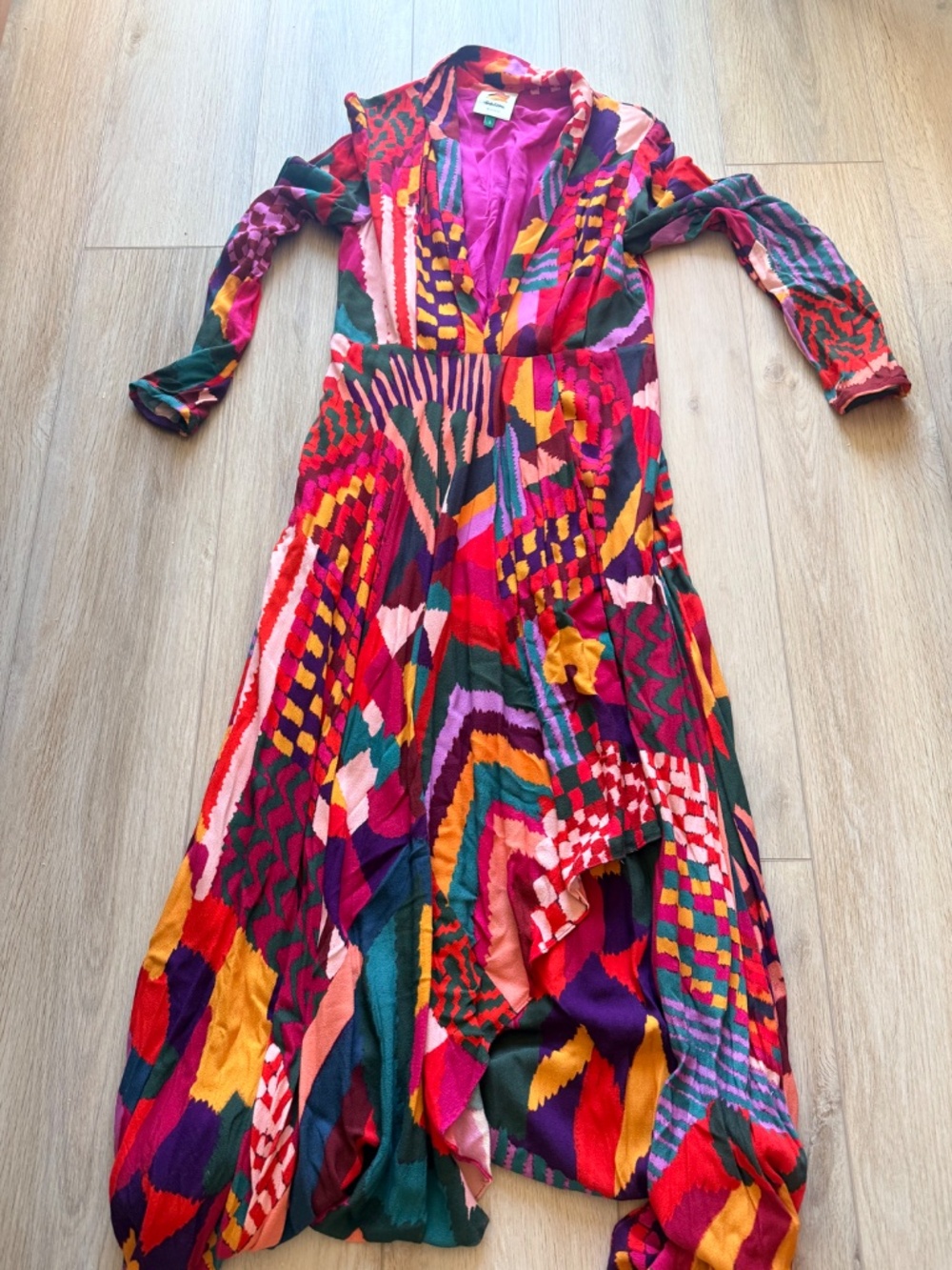 FARM RIO Red Abstract Patches Maxi Dress - Picture 10 of 10